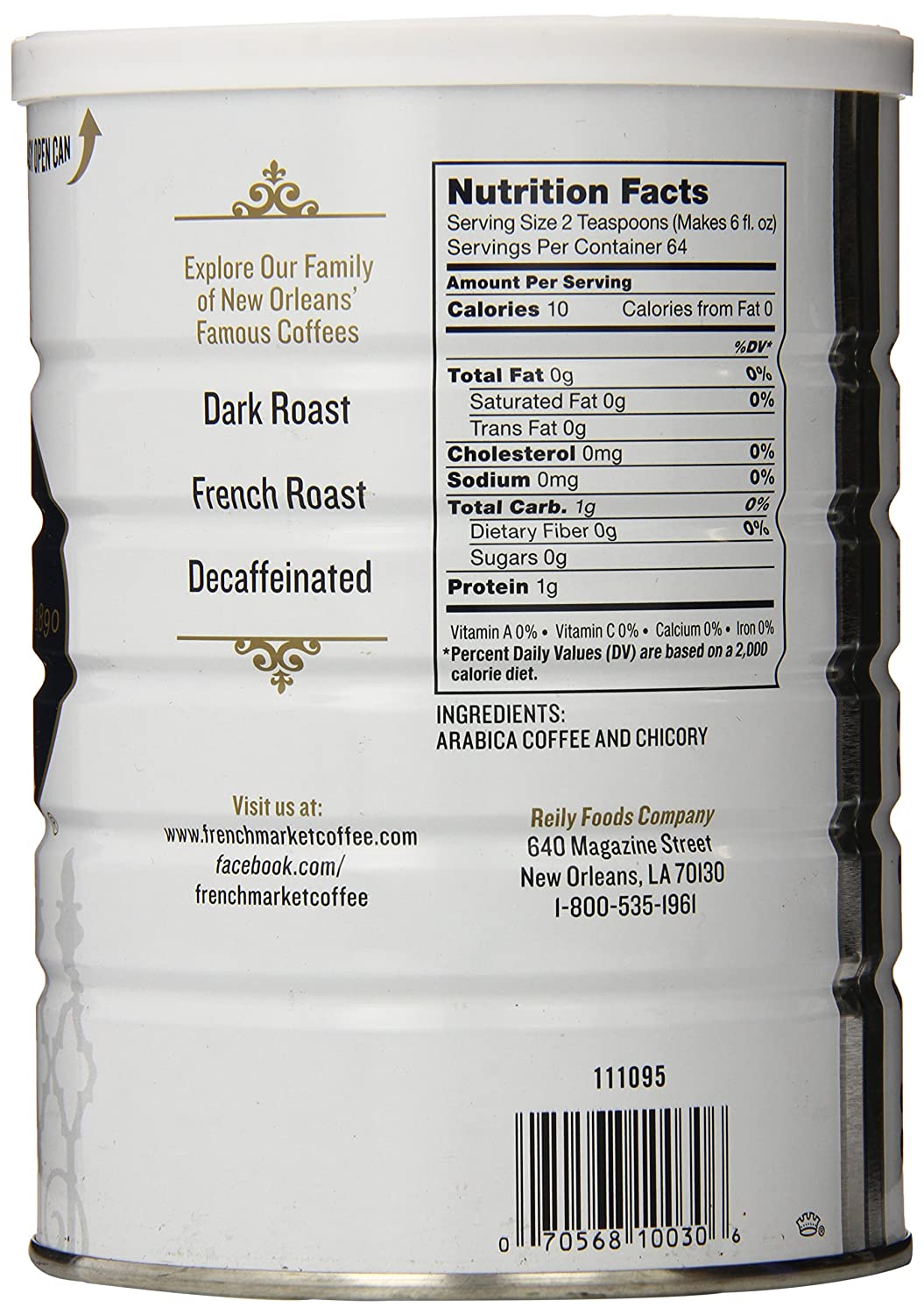 French Market Coffee, Coffee and Chicory Restaurant Blend, Medium-Dark Roast Ground Coffee, 12 Ounce Metal Can - Image 9
